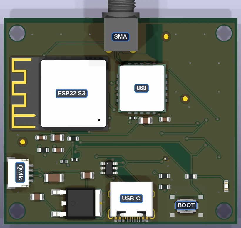 Rendu 3D de la carte ISNO RF868